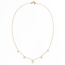 Load image into Gallery viewer, Moon + Star Diamond Encrusted 18Kt Gold Necklace