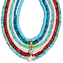 Load image into Gallery viewer, Turquoise Beaded Necklace With 14Kt Gold + Diamond Baguette Rondel
