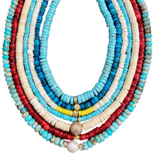 Load image into Gallery viewer, Turquoise Beaded Necklace With 14Kt Gold + Diamond Baguette Rondel