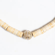 Load image into Gallery viewer, White Turquoise Beaded Necklace With 14Kt Gold + Diamond Rondel