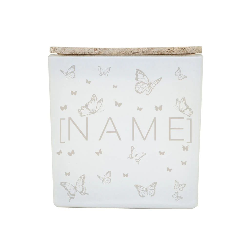 Butterfly Name Candle - White