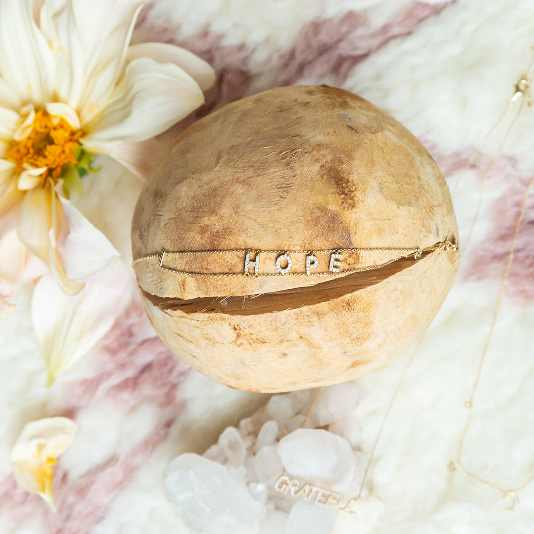 14Kt Gold + Diamond Hope Bracelet