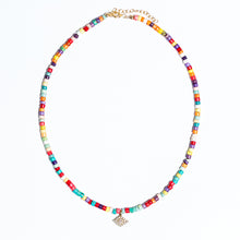 Load image into Gallery viewer, Diamond Evil Eye Charm On Multi Color Beaded Necklace
