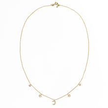 Load image into Gallery viewer, Moon + Star Diamond Encrusted 18Kt Gold Necklace
