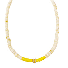 Load image into Gallery viewer, Yellow Heishi Beaded Necklace + Two Tone Diamond Rondel
