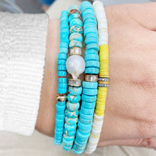 Load image into Gallery viewer, Yellow Heishi Beaded Necklace + Two Tone Diamond Rondel
